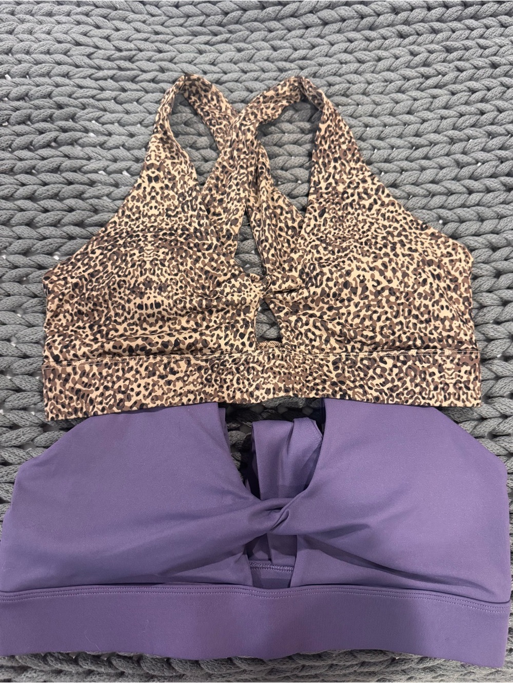Fabletics Leopard Print & Purple Reversible Sports Bras